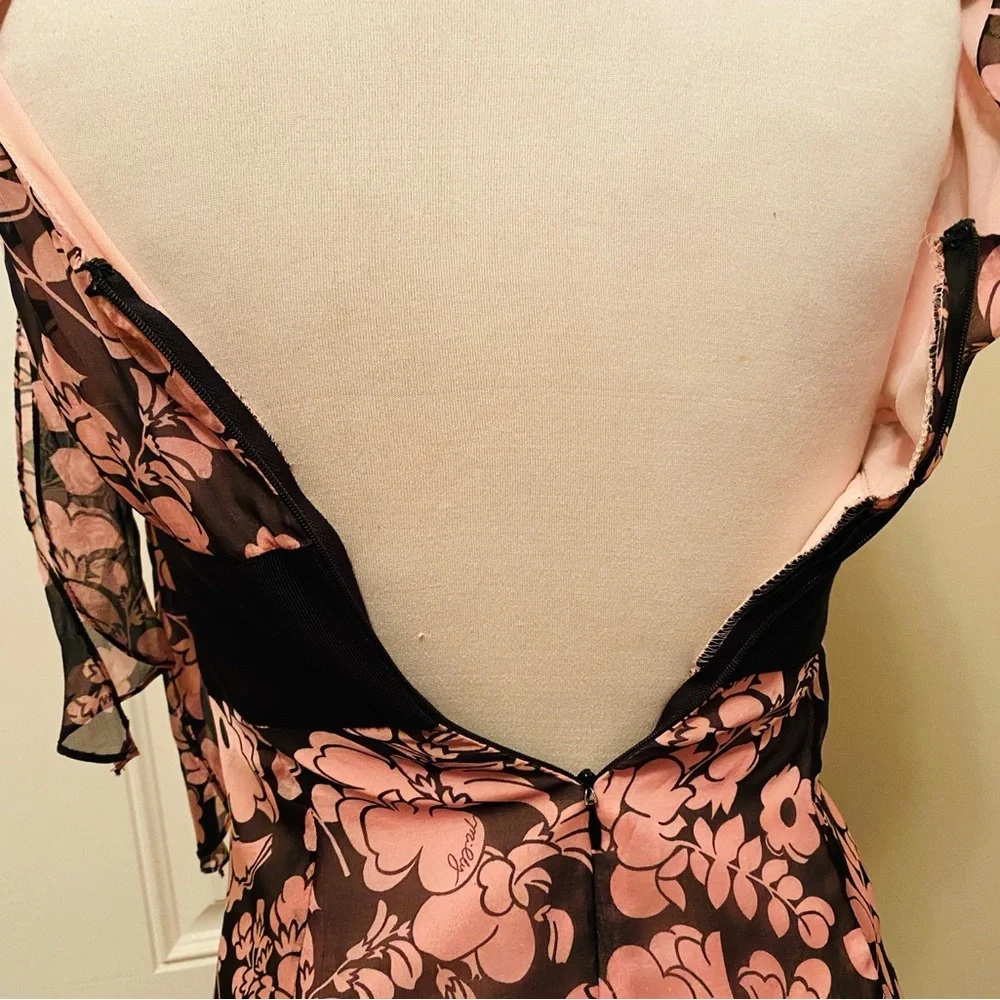 Milly Pink and Black Floral Sunback Dress - Picture 8 of 9